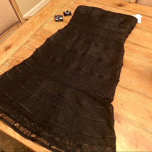 New Black Strapless Dress w/Lace Detailing - Picture 1 of 8